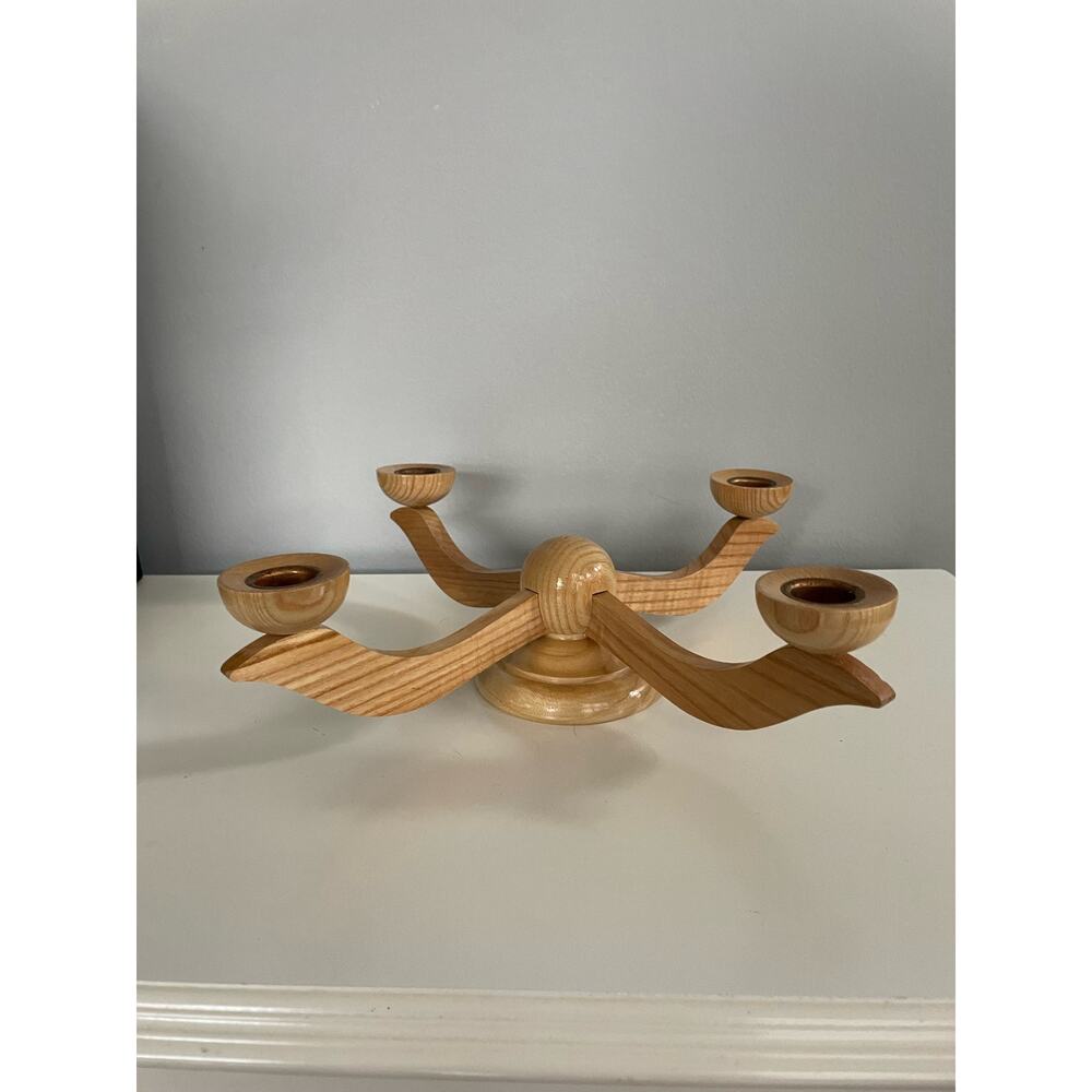 German Erzgebirge Wooden 4 Arm Candelabra Taper Candle Holder Wood